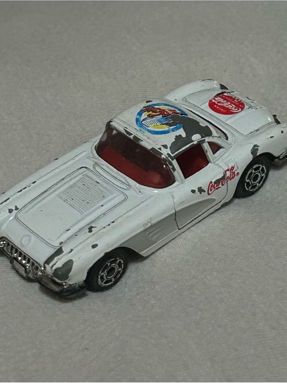 Vintage Majorette Chevrolet Corvette 1957 White Coca-Cola Diecast 1/58 Scale